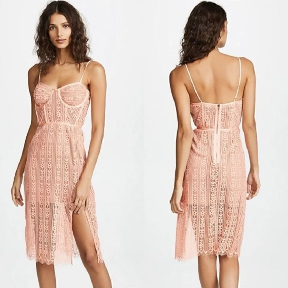 For Love and Lemons Dakota Midi Pink Dress Tank Backless Lace Size XS
